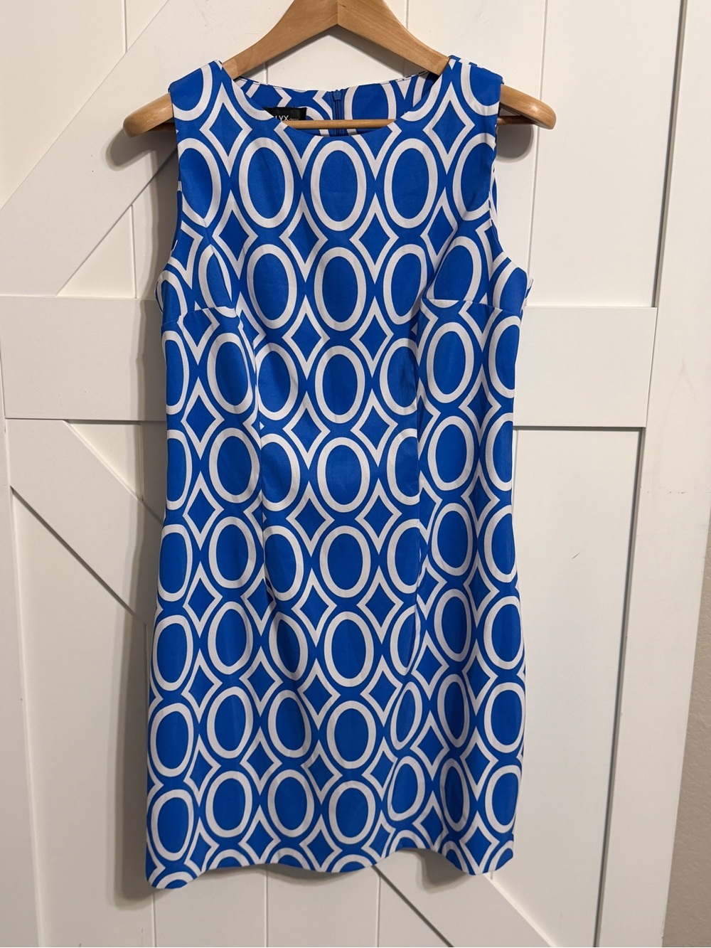 ALYX Dress Women’s Size 14 Blue White Geometric Sleeveless Shift Dress